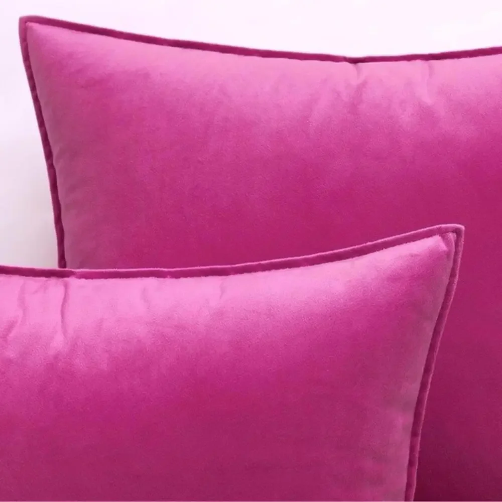 🆕 HOT PINK VELVET Euro Accent Pillow Covers Luxury High End Hotel Vibes